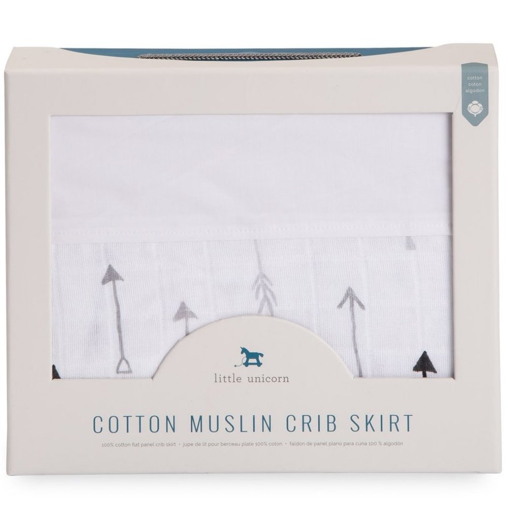 NEW Little Unicorn Cotton Muslin Crib Skirt Arrows